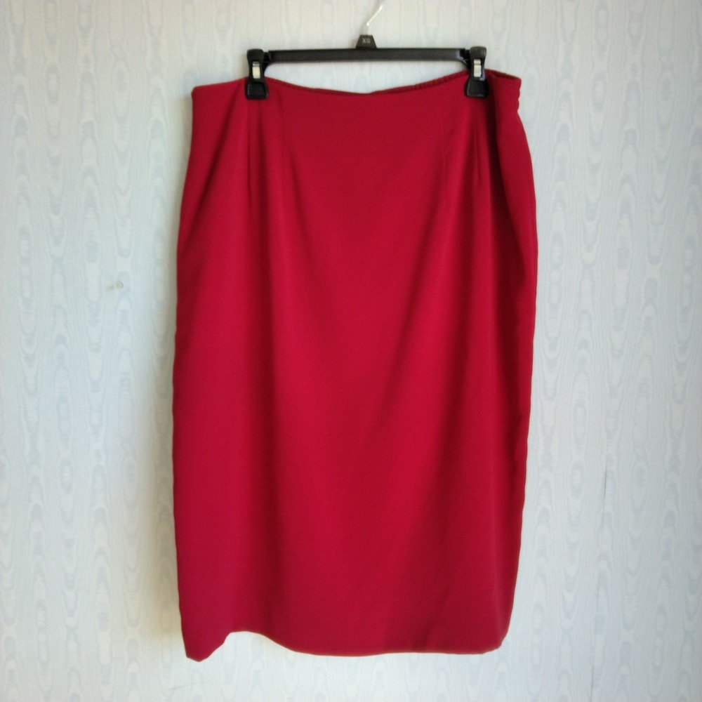 Vtg‎ Y2K Amanda Smith 18W Pencil Skirt Red Knee Length Career Coquette Holiday